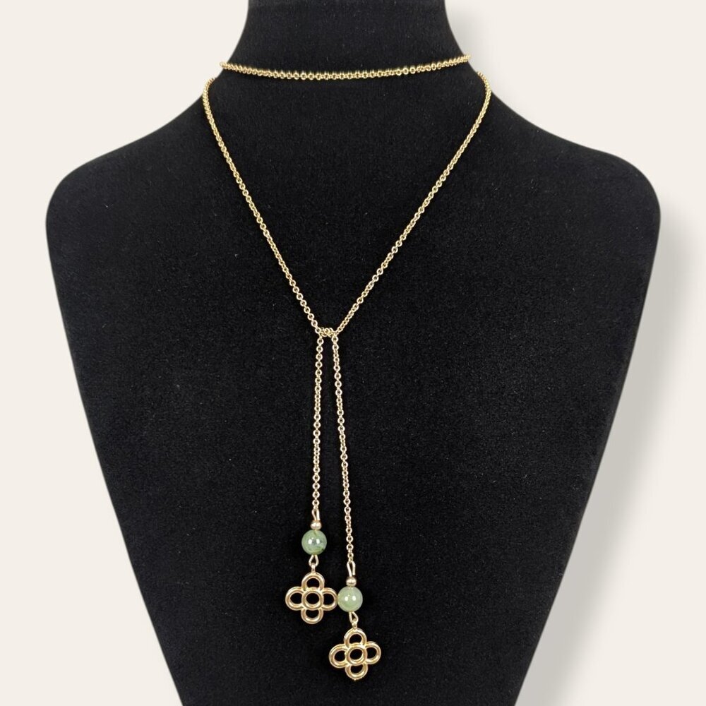 V. Green Bead Sautoir Necklace